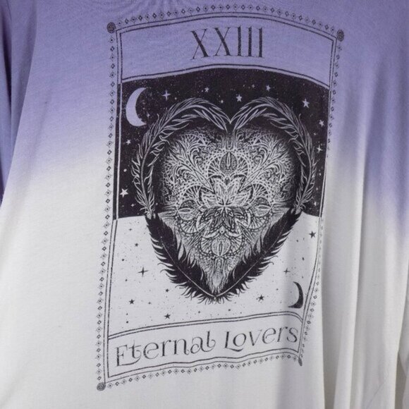 Torrid t-shirt Hoodie Feather Heart Size 3X Super Soft Purple White Long Sleeve - Picture 3 of 5